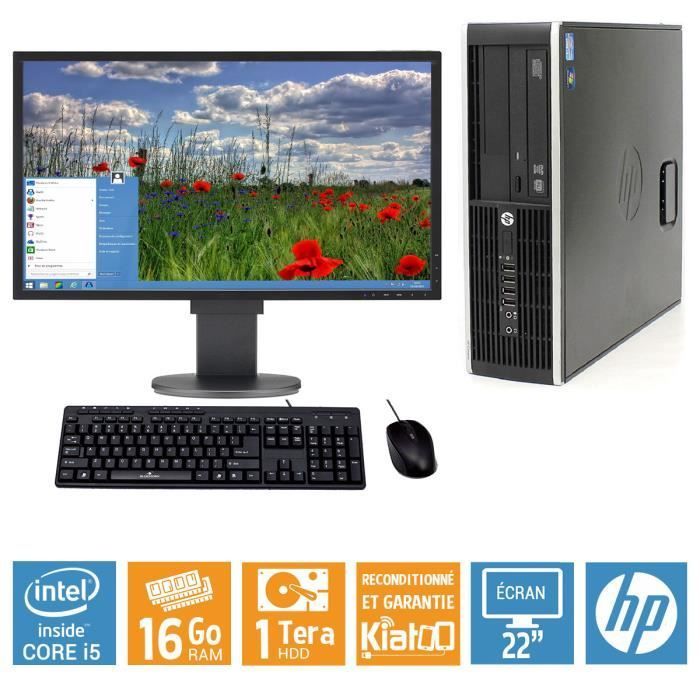 HP - Ordinateur de Bureau Elite 8100 - Intel Core i5 - RAM 16Go - HDD 1To - TFT 22
