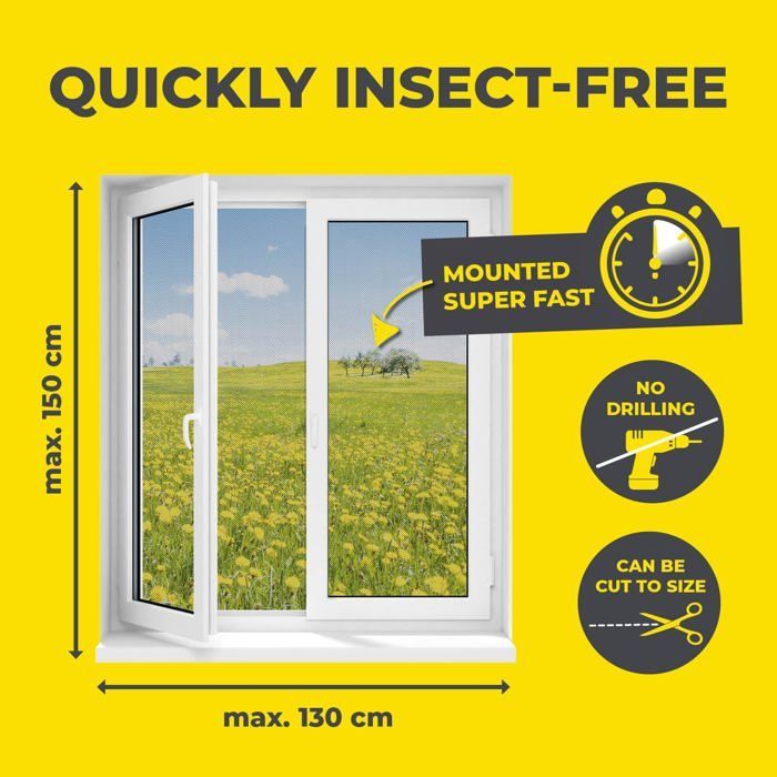 Window mosquito net with magnetic fastening system | Mosquito net can be cut to size up to 150 x 130 cm