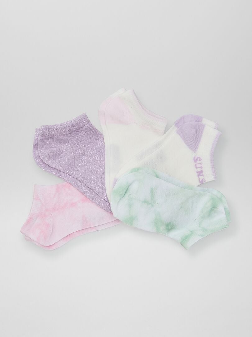Set van 5 paar sokken met patroon - BLAUW