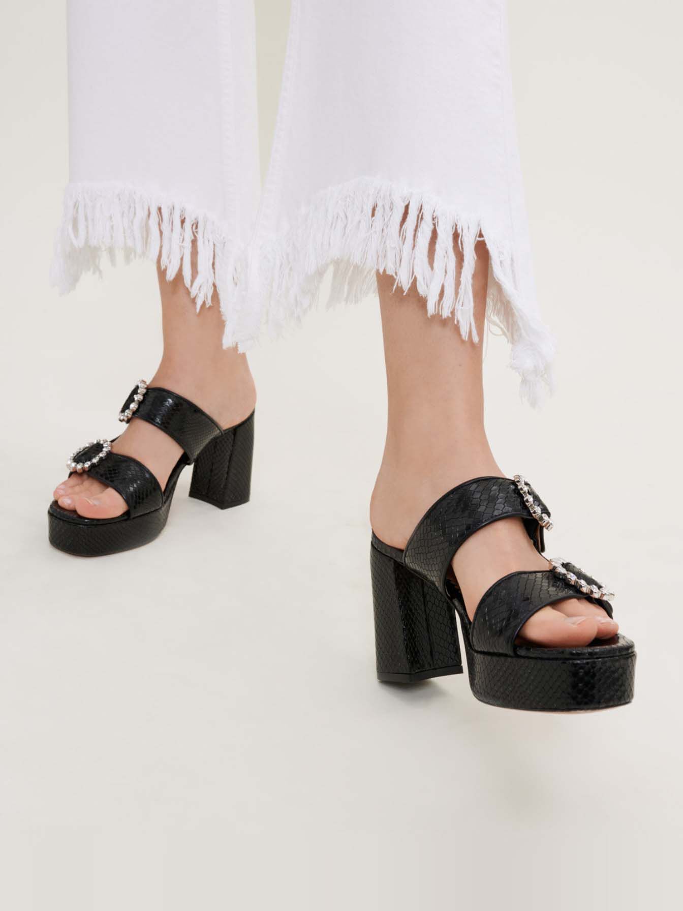Rechte jeans met franjes - Wit