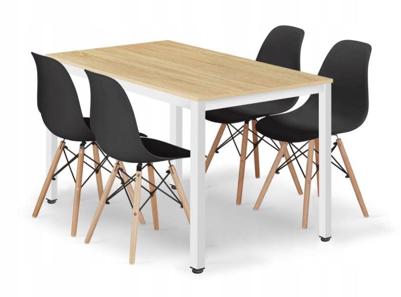Zestaw stół prostokątny TESSA 120x60 dąb   4 krzesła OSAKA c