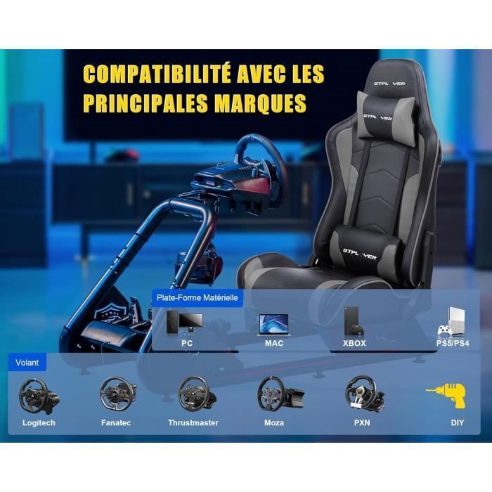 Simulador de conducción - GTPLAYER - GTS03-GY - Asiento con altavoces - Ajustable - Compatible con PC