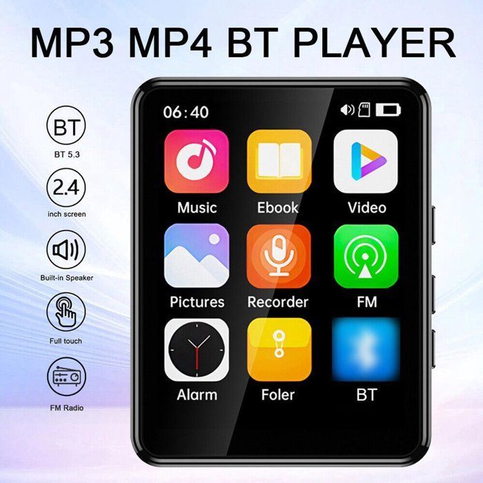 Lecteur MP4/MP3 Bluetooth, son HiFi sans perte, écran tactile 2,4 pouces, radio FM