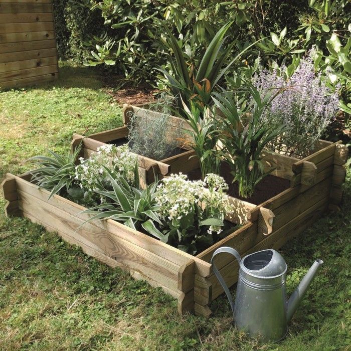 Carré potager Podium ANGELIC - FOREST STYLE - 100×100×H40cm - Blanc - Bois - Universel