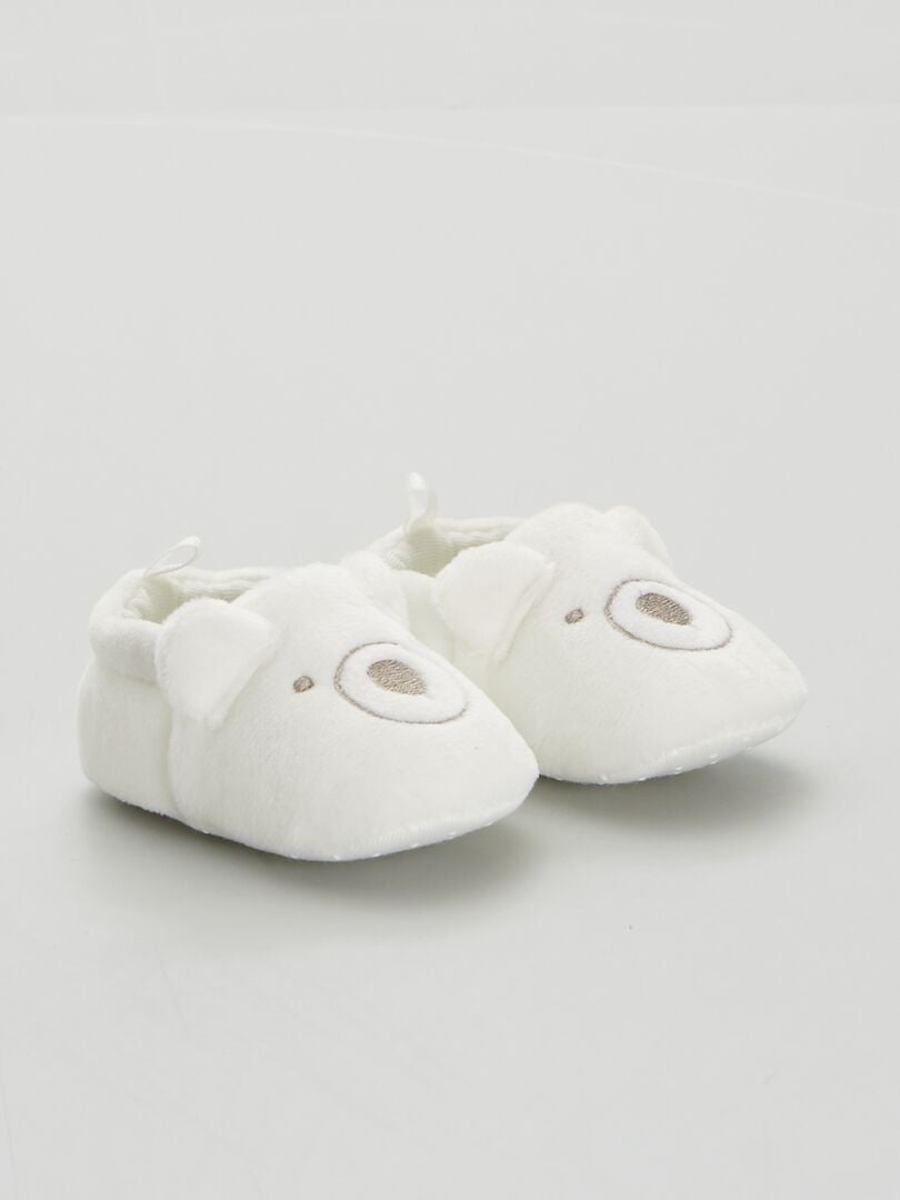 Babyfluwelen slippers - wit