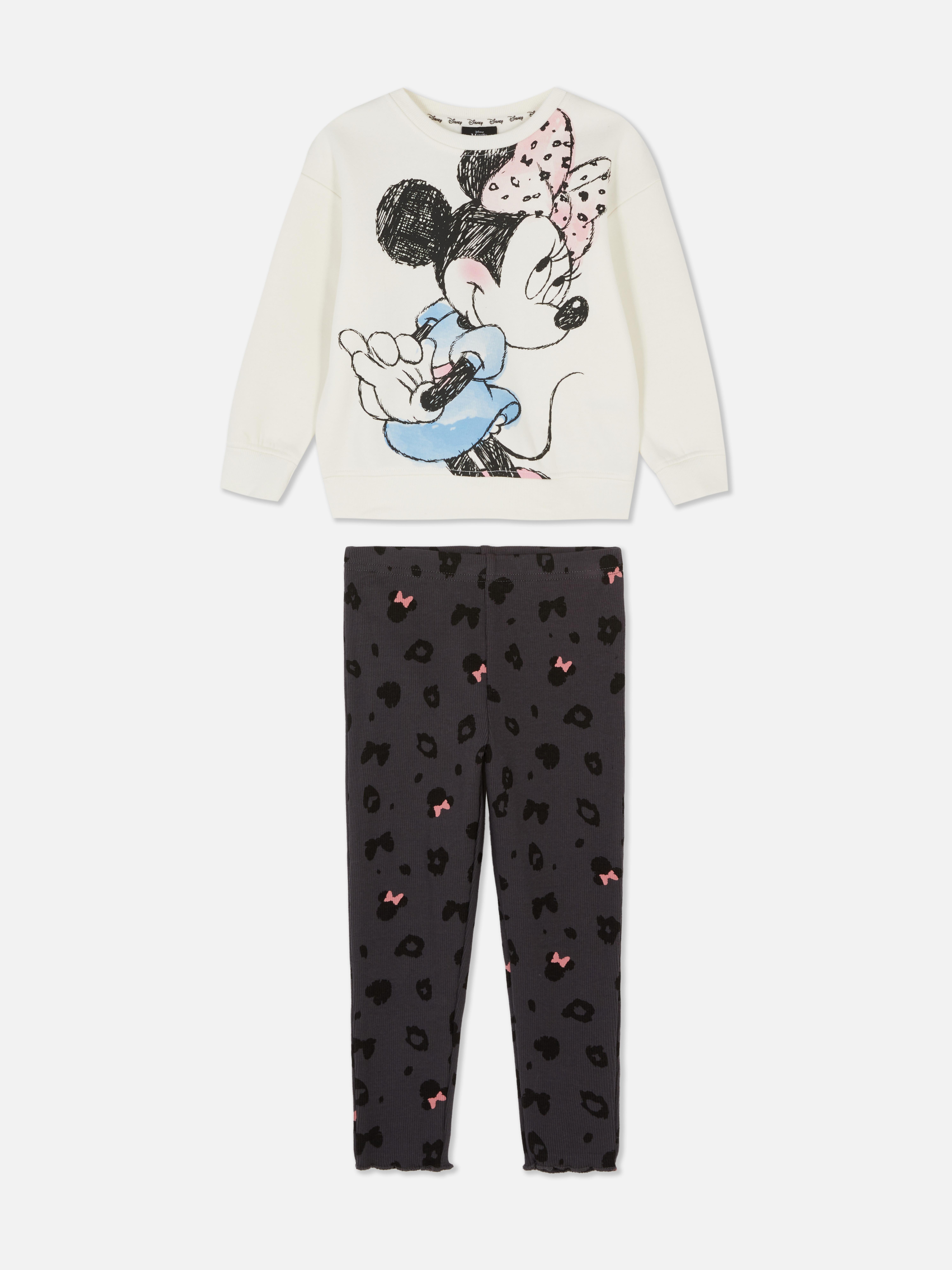 Completo felpa e leggings di Minnie Mouse della Disney. Felpa e leggings stampati con l'immagine di Minnie Mouse della Disney.
