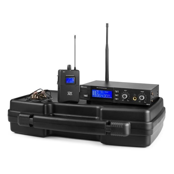 Sistema de monitoramento intra-auricular - POWER DYNAMICS - PD810 - Sem fio UHF - Fones de ouvido intra-auriculares - Alcance de 50 m