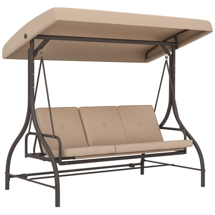 Outsunny Metall-Gartenschaukel 197x120x180cm Khaki