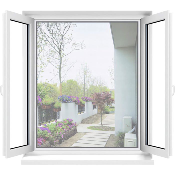 FLEUVE-Moustiquaires de fenêtre-Moustiquaire Transparente Universelle (110 x 130 cm, Blanc), Ajustable, Maille Lavable