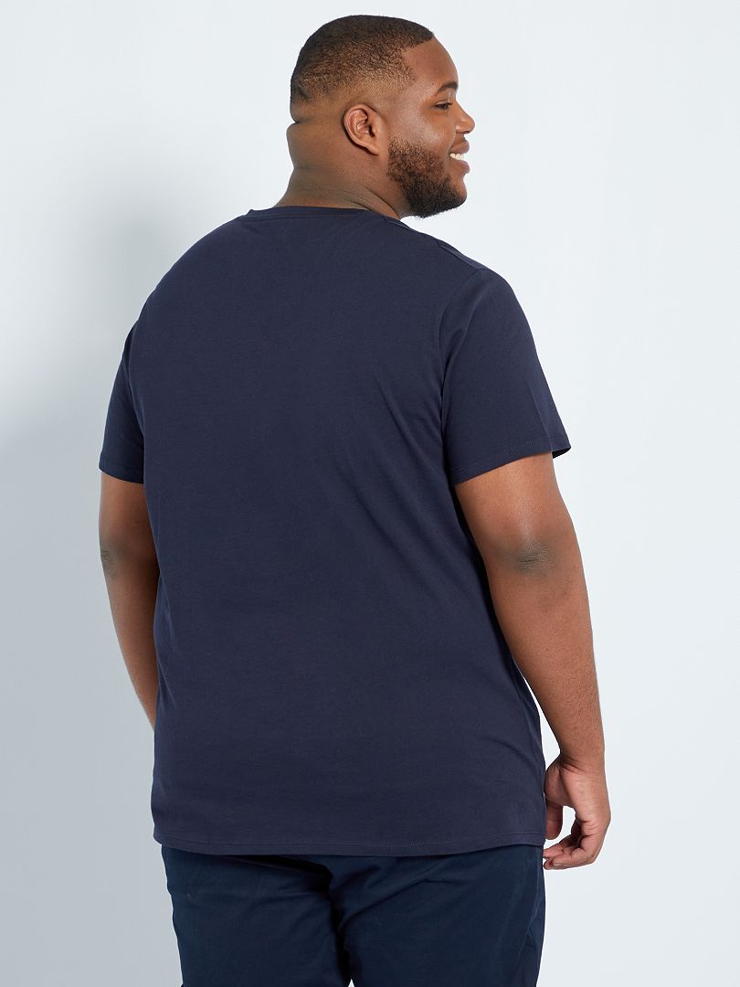 T-shirt met V-hals - BLAUW