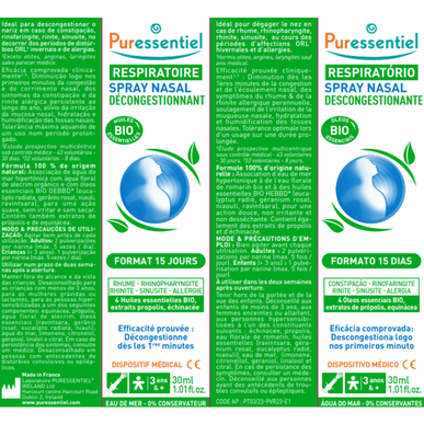 Puressentiel nosní dekongestant sprej Bio nosní dekongestant sprej s oleji 30 ml 30 ml