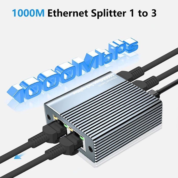 Switch Ethernet 1 À 3 1000Mbps, Switch Rj45 Multipr Rj45 Network Lan Switch Network Splitter Switch Ethernet Compatible Avec Ord