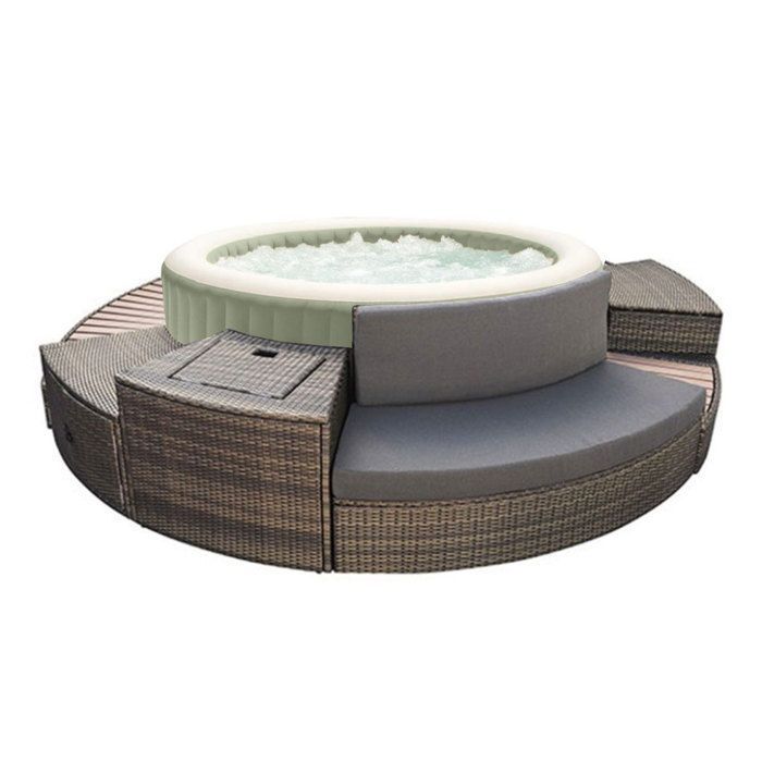 Bañera de hidromasaje inflable redonda Intex PureSpa Olive con burbujas, para 4 personas + juego de muebles