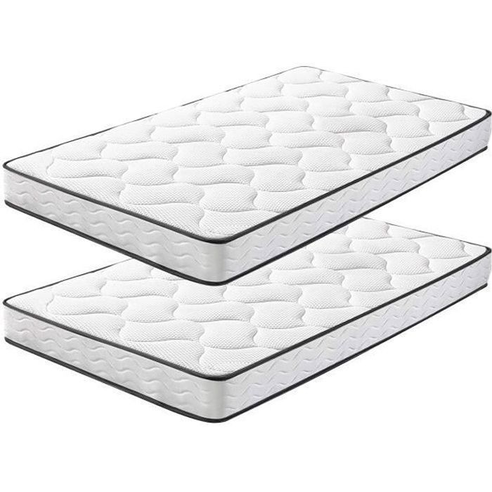 Juego de 2 colchones de 90x200 cm - Colchón de espuma viscoelástica Frixovel - Colchón ergonómico de lujo - 15 cm de grosor