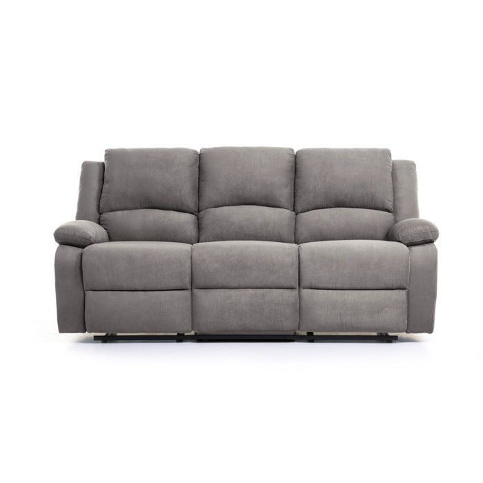 Canapé de Relaxation électrique 3 places Microfibre LEO - L193 x 93 x 96cm - LOUNGITUDE