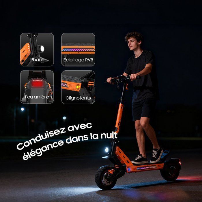 Trottinette Electrique TUNO NT3Pro 1200W Avec APP Vitesse Max. 50km/h Autonomie 40-50km 48V15.6Ah Pneus 10 Pouces 4 Modes Pliable