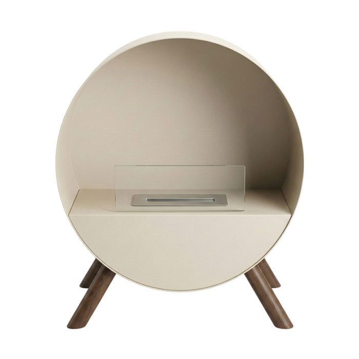 Venere - Cheminée au bioéthanol sur pied 60x72x30 cm avec brûleur 1 litre et pieds en bois de pin taupe