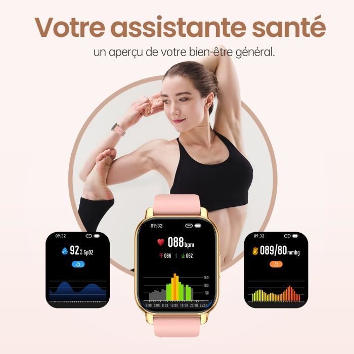 Montre Connectée Femme SmartWatch avec Appels Bluetooth 1,85'' GPS 24 modes Sport IP68 Etanche Trackers d'activité pour Android iOS