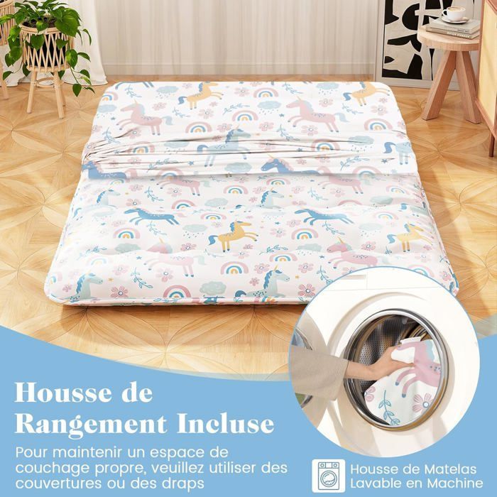 Colchón futón japonés GIANTEX para 2 personas, 140x200 cm - Cama enrollable portátil con bolsa de transporte Unicorn.