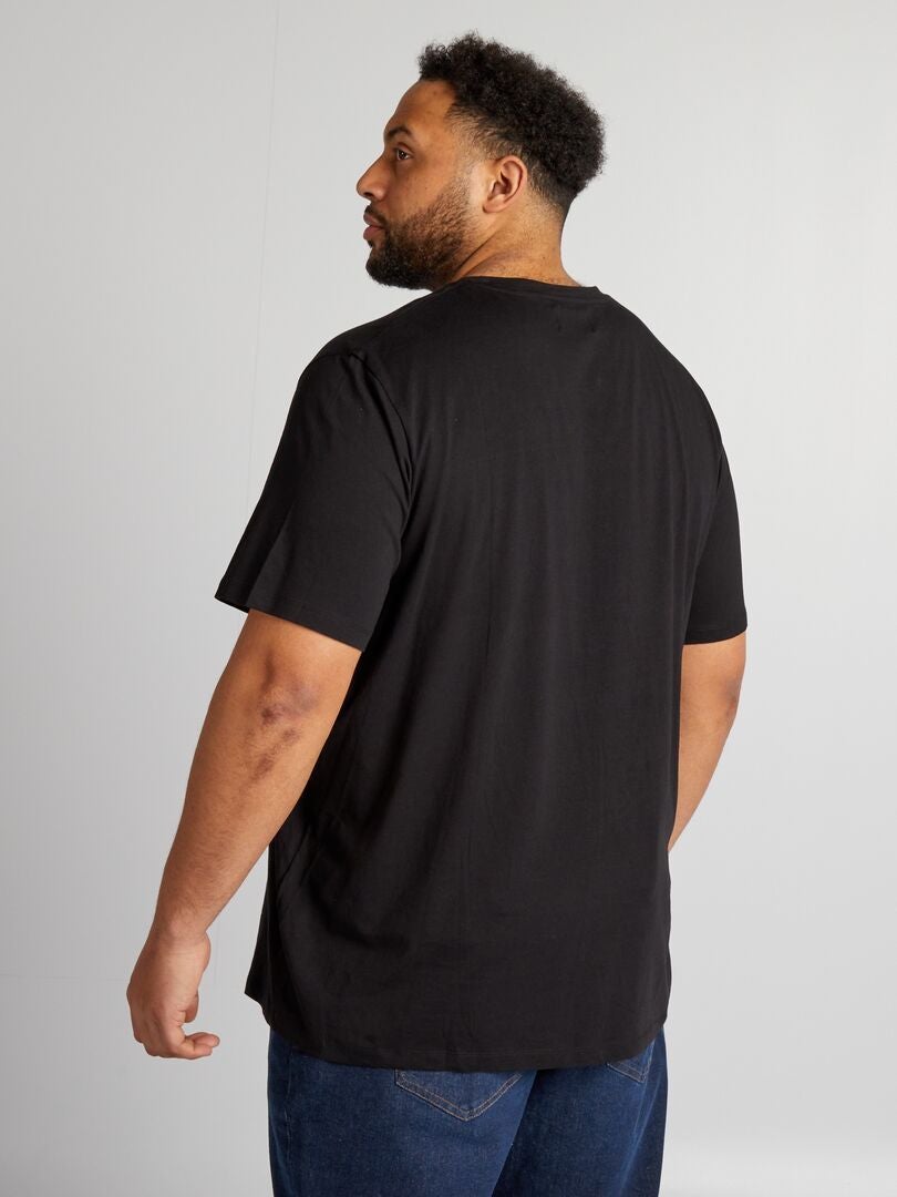 T-shirt met bikerprint - ZWART