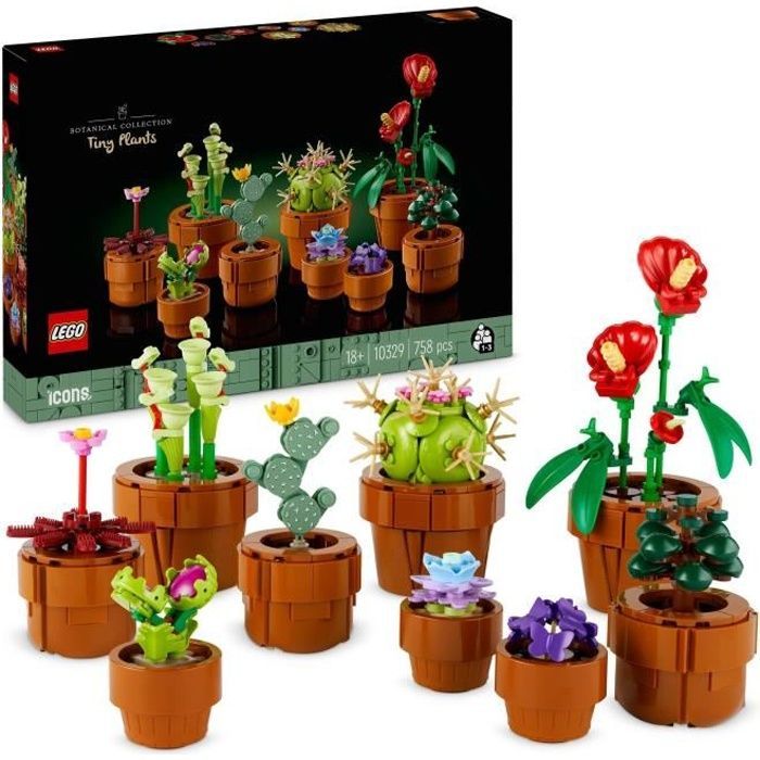 LEGO® Icons 10329 Piante in miniatura, Collezione botanica 9 piante artificiali con fiori, Decorazione per interni