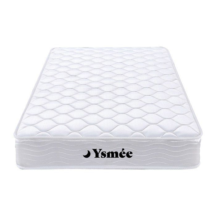 Base de cama con almacenamiento WOLKENLOS de YSMÉE de 90 x 190 cm, color blanco + colchón de muelles y espuma viscoelástica de 15 cm de grosor.