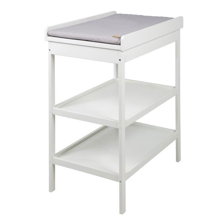 Chambre Bébé ROBA Style - Lit Cododo 60x120 + Table à Langer - Blanc/Gris argenté - Hauteur réglable