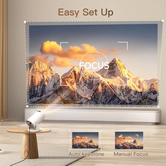 Draagbare videoprojector - ZOKKO - OptiBarrel 500 - Native resolutie 720p - Ondersteunt 1080p/4K - Wi-Fi 6 - Bluetooth 5.4