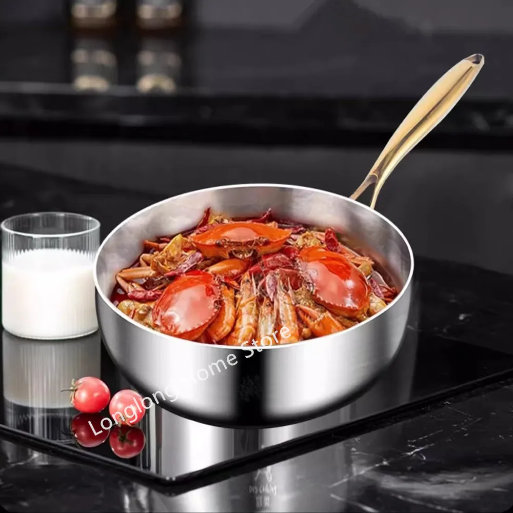 Friteuse profonde en acier inoxydable 316, poêle antiadhésive pour la cuisson des steaks, ustensiles de cuisine, compatible avec les plaques à gaz et à induction, casserole à lait universelle
