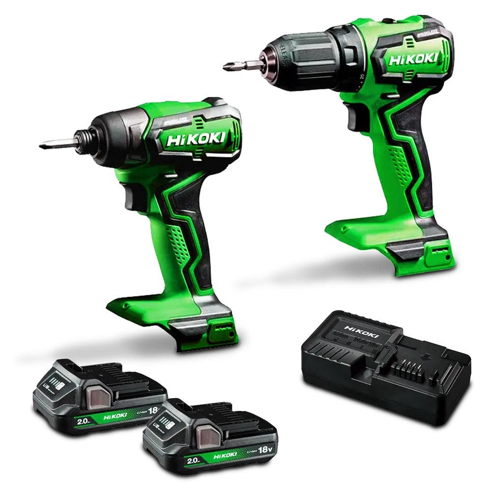 HIKOKI 18V Brushless 2-teiliges 2 x 2,0Ah Combo KC18DD(HCZ) Set