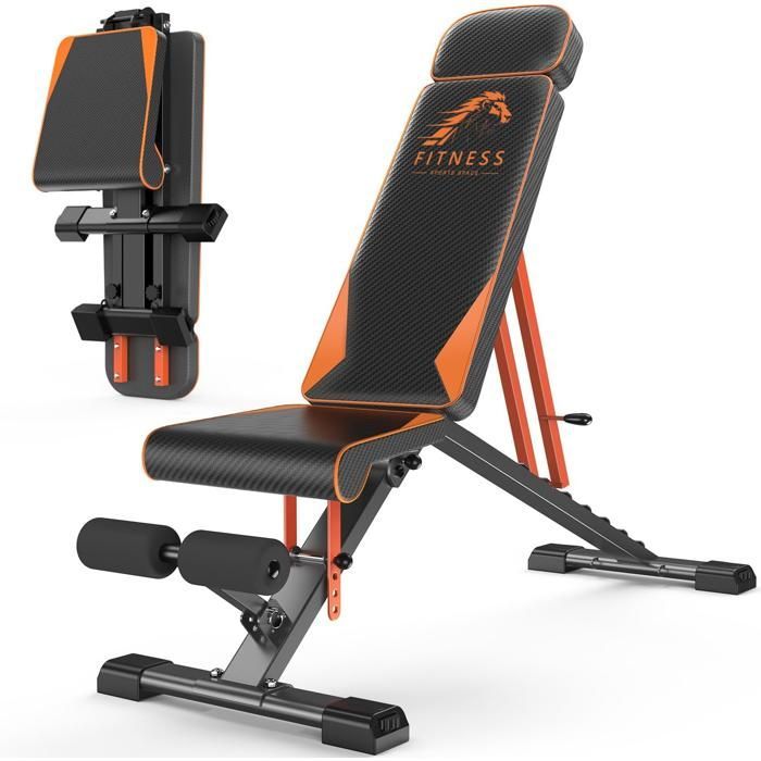 Banco de pesas plegable con banda de resistencia, para ejercicios abdominales y entrenamiento de fuerza.