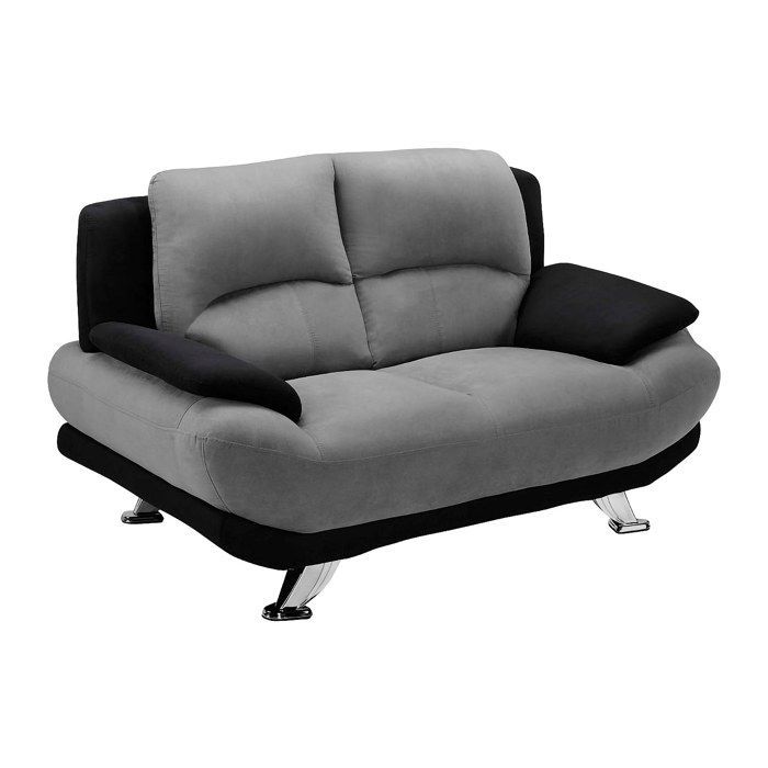 Canapé 2 places en microfibre MUSKO - Bicolore gris et noir - Contemporain - Design - Moelleux
