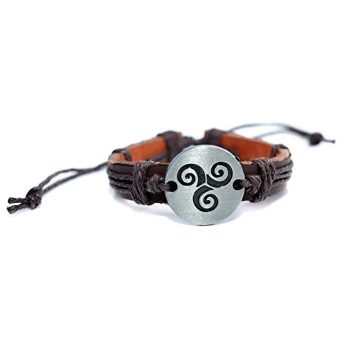JKZOK Wolf Teen Damen-Armband Derek Hale Triskelion – Die Werwolfspirale aus Leder mit Symbol