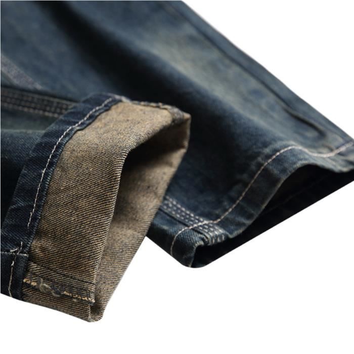 Jeans Hommes - MOBIGARLAN - Slim - Vintage - Bleu - Déchirures