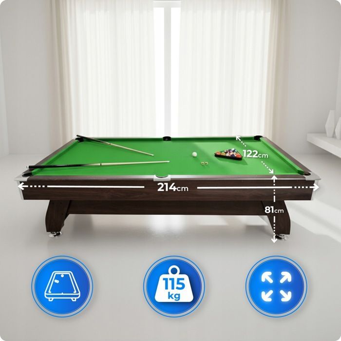 THUNDER® Multifunctional Pool Table | BOLD-BROWN-7FT | Ping-pong | Air hockey | Stable | Solid | Accessories | Brown |