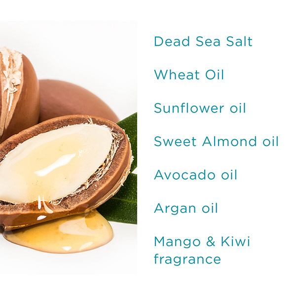 PraNaturals Negyvosios jūros druskos kūno šveitiklis 500 g - mangas ir kivis