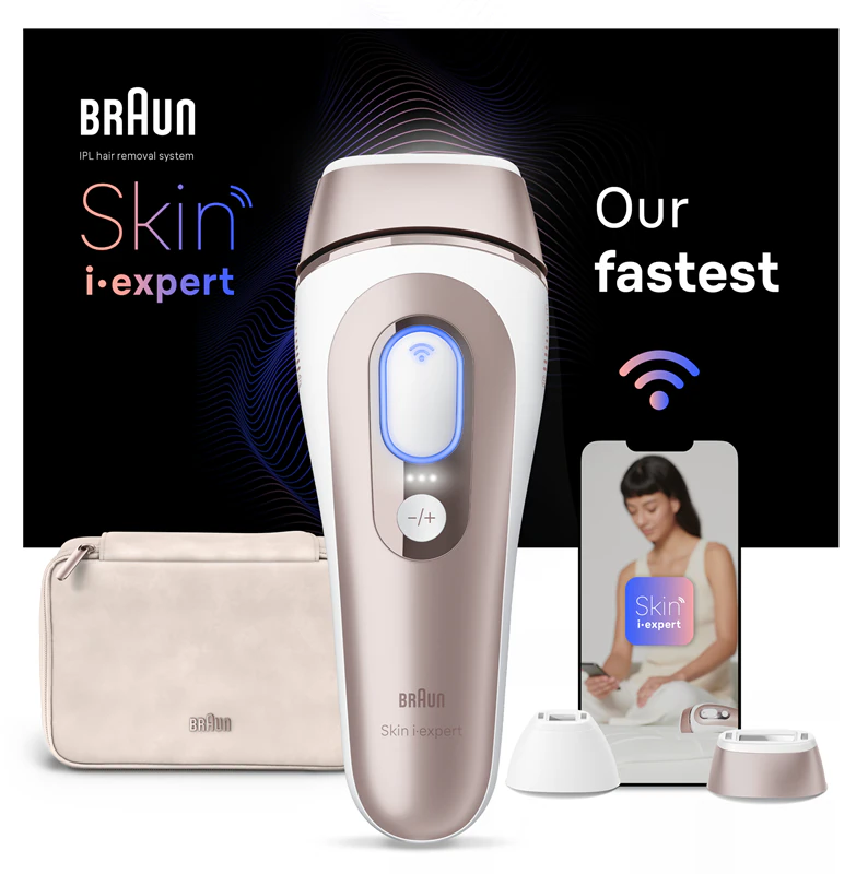 Braun Smart Skin Expert IPL7147: dispositivo IPL inteligente para remoção de pelos no corpo, rosto, virilha e axilas.