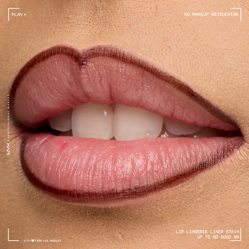 Lápis labial NYX Professional Makeup Lip Lingerie para um efeito de longa duração.