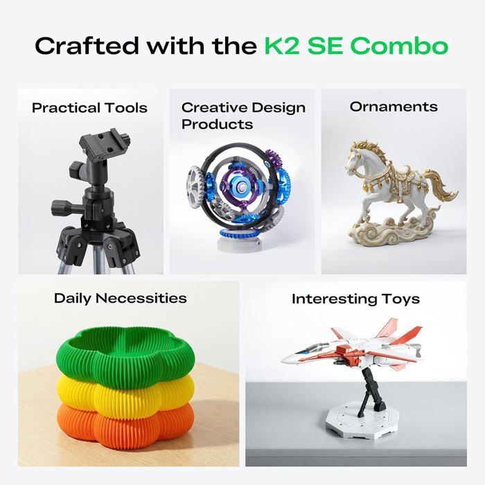 Impresora 3D Creality K2 SE Combo y cartuchos de tinta multicolor: velocidades de impresión de hasta 500 mm/s.