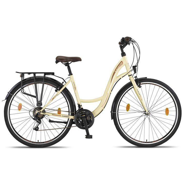 Licorne Bike Stella Premium City Bike 24,26 et 28 pouces – Vélo hollandais, Garçon [Beige, 28]