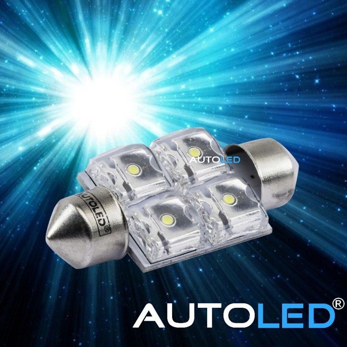 1 bombilla LED C5W 2x2 - 20x36 mm - Blanca