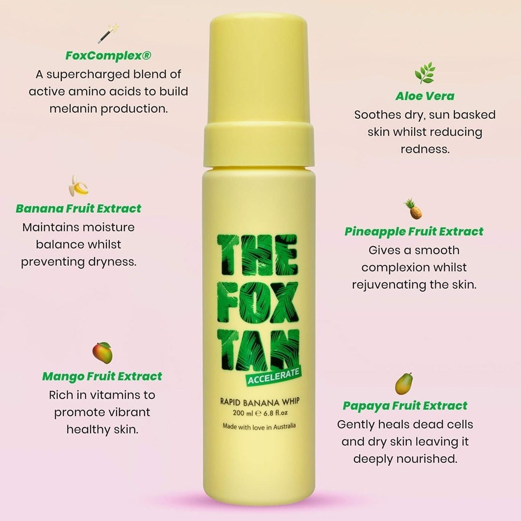 THE FOX TAN greito savaiminio įdegio priemonė su bananų kvapu, 200 ml