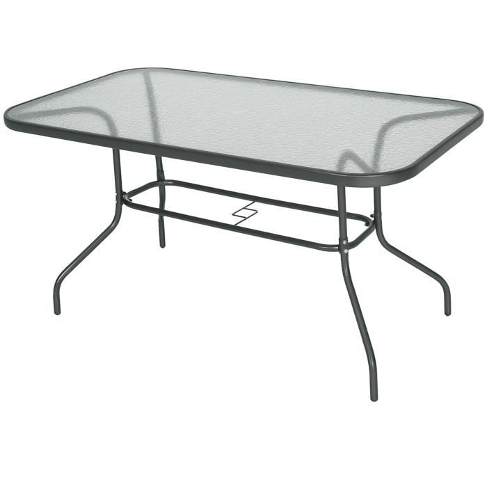 Tavolo da giardino in metallo Outsunny, 140x80x70 cm, grigio