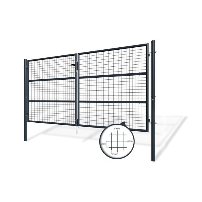 Puerta batiente de malla - Casanoov - OLGA - 3 m de altura (156 cm) - Gris - Acero