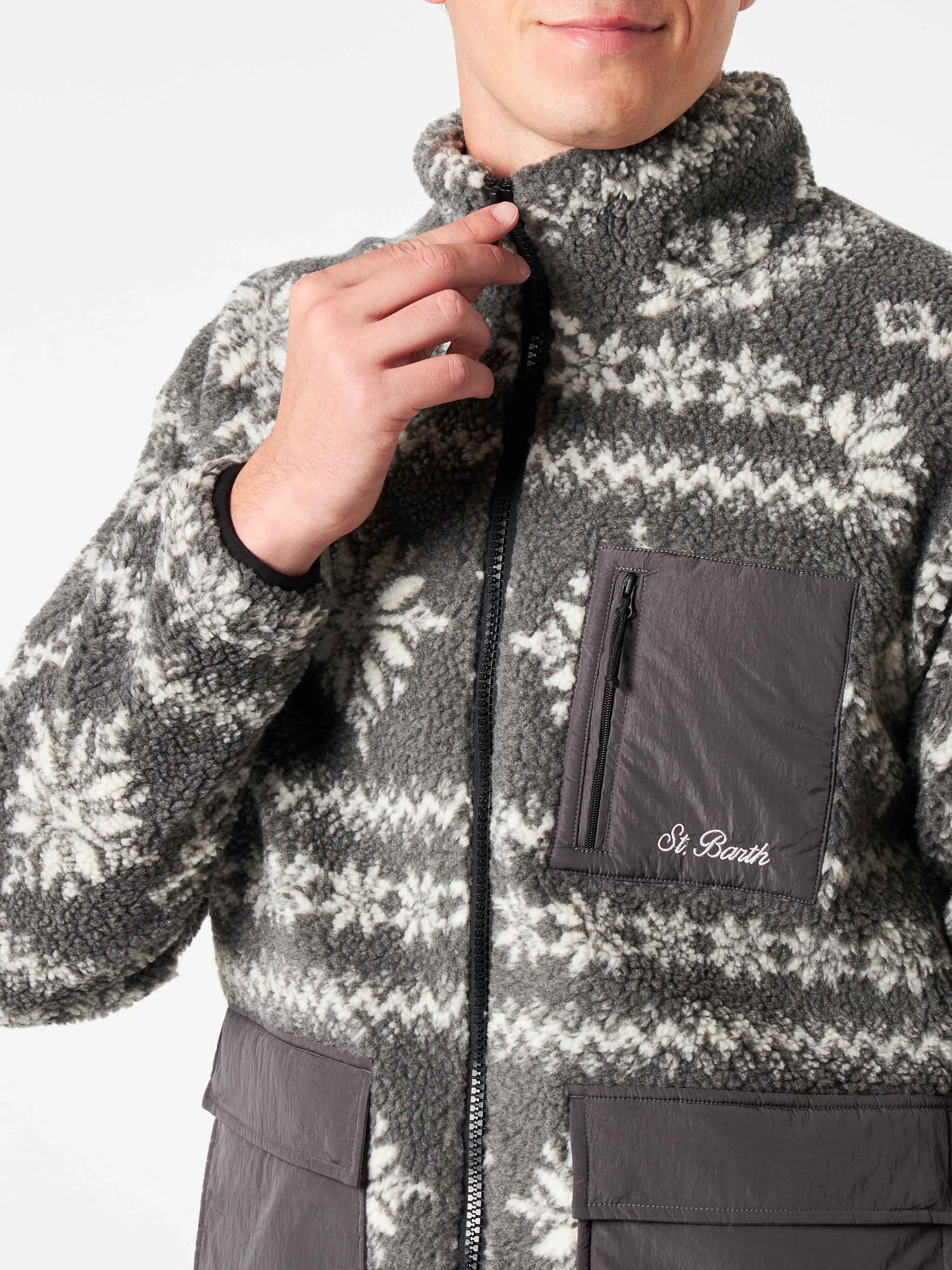 Sherpa-jas voor heren met Fair Isle-print