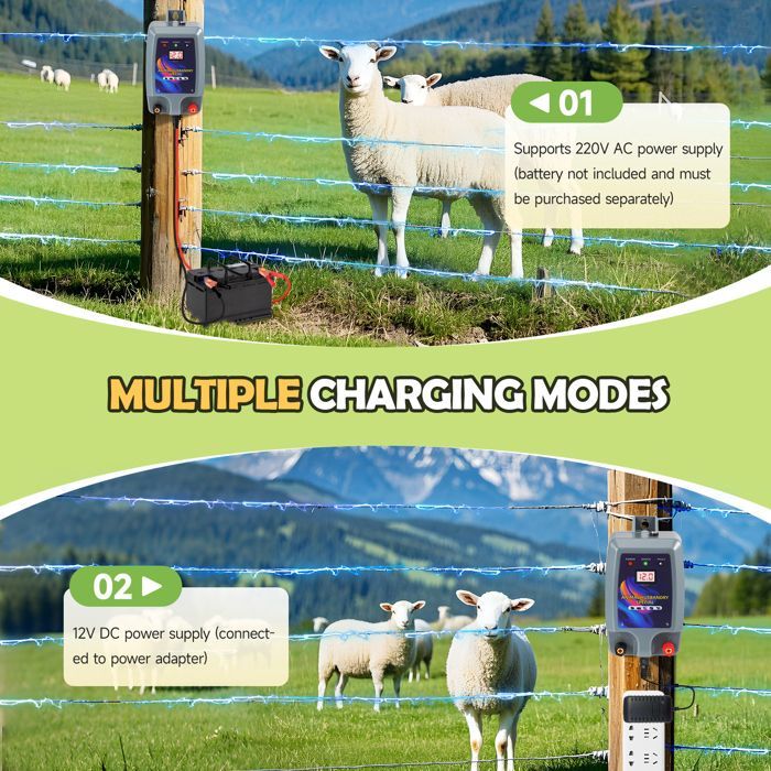 Electrificador de cercas 12V Pro 10KM, Ganado, Animales grandes, Granja, Control de seguridad, Pastos, Resistencia