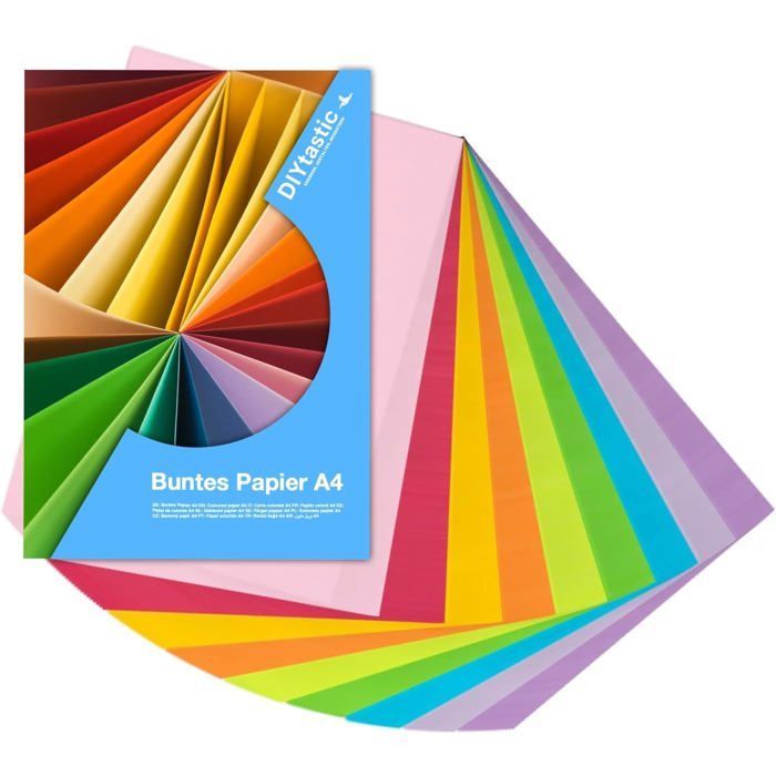 100x Papier couleur 140 g/m² - papier bricolage & papier couleur - pour imprimante et loisirs créatifs