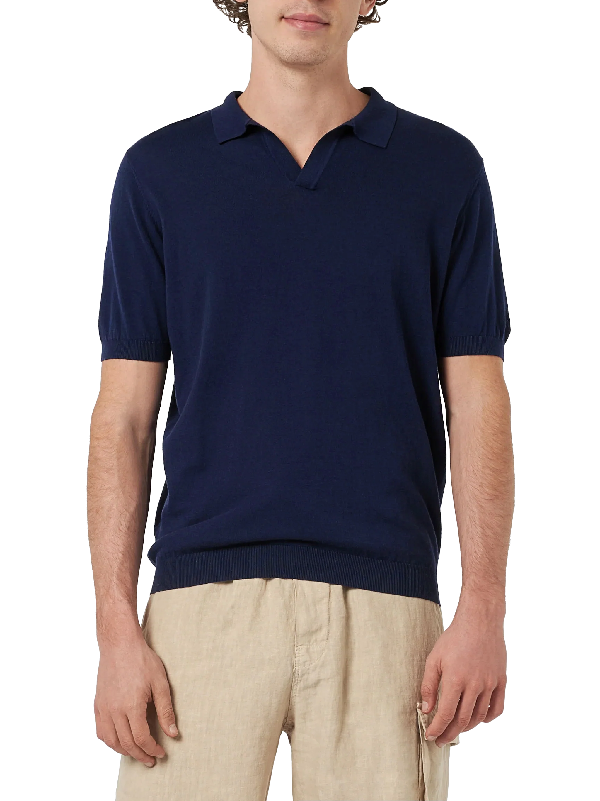 Sloan polo zonder knoopjes in marineblauw gebreid