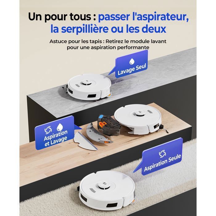 Robot aspirapolvere e lavapavimenti 4 in 1, 20000 Pa - Redroad R11 - Autonomia 200 min, svuotamento automatico, con navigazione LiDAR, ricarica automatica, con app
