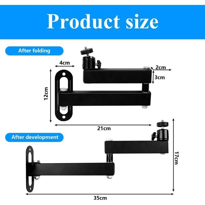 Soporte de pared para proyector - ZOKKO - Brazo articulado de 35 cm - Inclinación ajustable a 90° - Montaje invisible en la pared